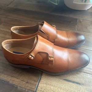 Mens Giorgio Brutini Keel Brown Leather Monk Strap Dress Shoes Loafers